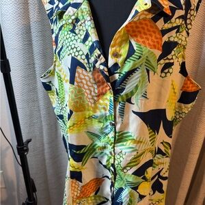 Alia Multicolor Tropical Button Down Shirt